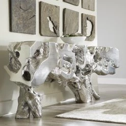 PHILLIPS COLLECTION SILVER LEAF FREEFORM ROOT CONSOLE Furniture 10 PHILLIPS COLLECTION SILVER LEAF FREEFORM ROOT CONSOLE Furniture