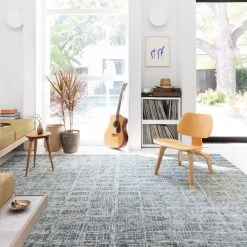 LOLOI SLOANE HOOKED WOOL RUG: BLUE STEEL