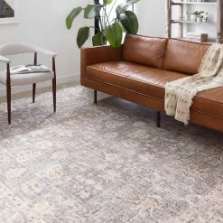 LOLOI EDITH VINTAGE PRINT RUG: GRAY, APRICOT