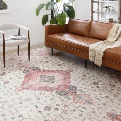 LOLOI ELSA VINTAGE PRINT RUG: IVORY, BERRY