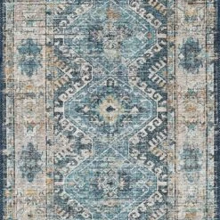 LOLOI ESME VINTAGE PRINT RUG: DENIM, TEAL