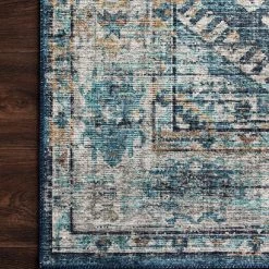 LOLOI ESME VINTAGE PRINT RUG: DENIM, TEAL