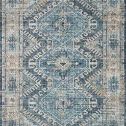LOLOI ESME VINTAGE PRINT RUG: DENIM, TEAL