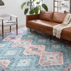 LOLOI ESME VINTAGE PRINT RUG: TURQUOISE, TERRACOTTA