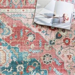 LOLOI ELLIE VINTAGE PRINT RUG: BRICK, OCEAN