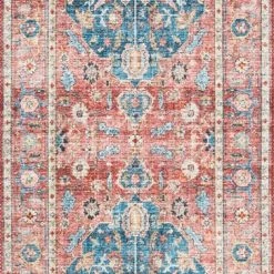 LOLOI ELLIE VINTAGE PRINT RUG: BRICK, OCEAN