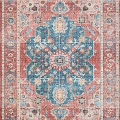LOLOI ELLIE VINTAGE PRINT RUG: BRICK, OCEAN