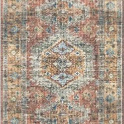 LOLOI EMALEE VINTAGE PRINT RUG: TERRACOTTA, SKY MULTI