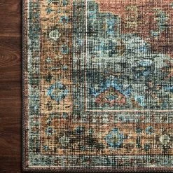 LOLOI EMALEE VINTAGE PRINT RUG: TERRACOTTA, SKY MULTI