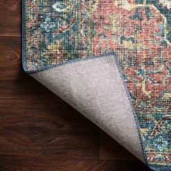 LOLOI EMILIO VINTAGE PRINT RUG: DENIM, BRICK MULTI