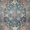 LOLOI EMILIO VINTAGE PRINT RUG: DENIM, BRICK MULTI