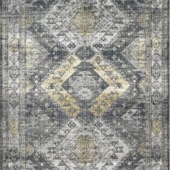 SURYA ELENE VINTAGE PRINT RUG: GRAPHITE, OLIVE