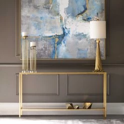 UTTERMOST SLIM GOLD MIRROR TOP CONSOLE Living Room