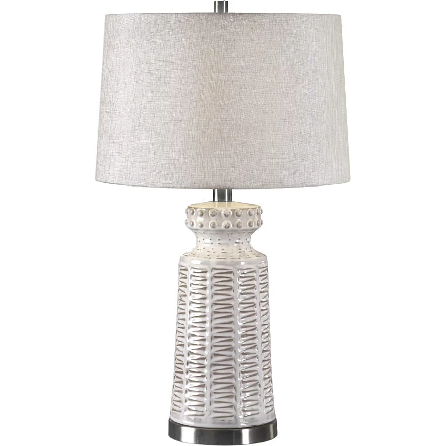 UTTERMOST SOMA ANTIQUE WHITE TRIBAL EMBOSSED LAMP Lighting 1 UTTERMOST SOMA ANTIQUE WHITE TRIBAL EMBOSSED LAMP Lighting