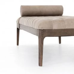 FOUR HANDS SONOMA GREY LEATHER BENCH