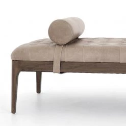FOUR HANDS SONOMA GREY LEATHER BENCH