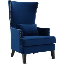 TOV SOPHIA NAVY VELVET WING CHAIR