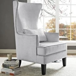TOV SOPHIA SILVER CROC VELVET WING CHAIR 7 TOV SOPHIA SILVER CROC VELVET WING CHAIR