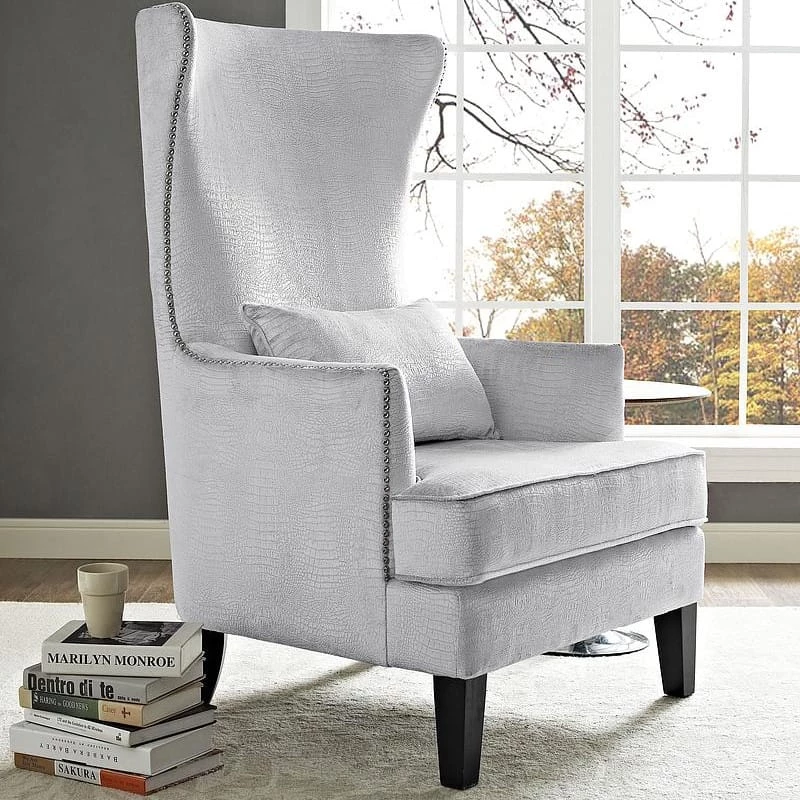 TOV SOPHIA SILVER CROC VELVET WING CHAIR 4 TOV SOPHIA SILVER CROC VELVET WING CHAIR