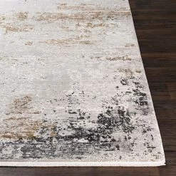 SURYA LUNA GRAY + GOLD TEXTURED VISCOSE RUG