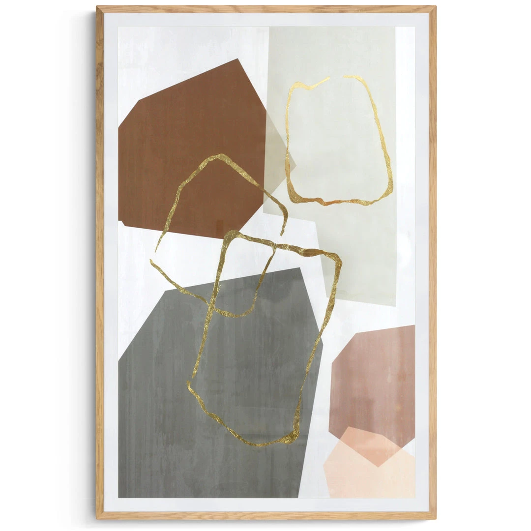 MOES "SPECULATE" GOLD EMBELLISHED GLASS FRAMED ABSTRACT PRINT 1 MOES "SPECULATE" GOLD EMBELLISHED GLASS FRAMED ABSTRACT PRINT