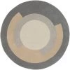 SURYA SPINNER ROUND WOOL RUG: GRAY, KHAKI
