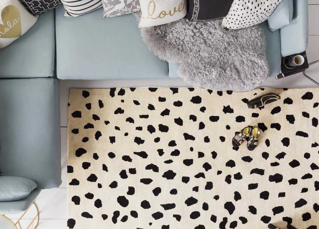 SURYA TREND SPOTTING WOOL RUG: BEIGE, BLACK 4 SURYA TREND SPOTTING WOOL RUG: BEIGE, BLACK