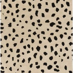 SURYA TREND SPOTTING WOOL RUG: BEIGE, BLACK