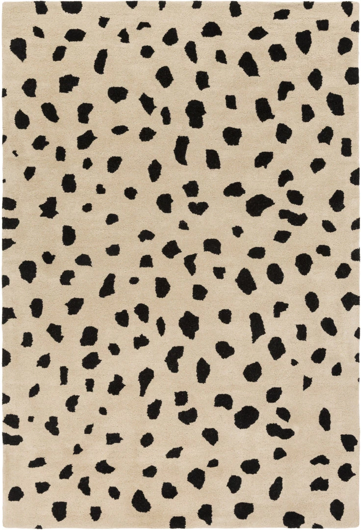 SURYA TREND SPOTTING WOOL RUG: BEIGE, BLACK 1 SURYA TREND SPOTTING WOOL RUG: BEIGE, BLACK