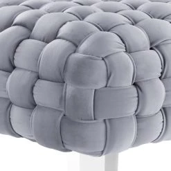 TOV SQUARE TUFT GRAY VELVET + ACRYLIC BENCH 6 TOV SQUARE TUFT GRAY VELVET + ACRYLIC BENCH