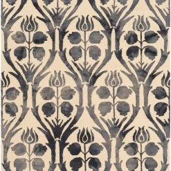 SURYA BAHIA WASHED PRINT RUG: BLACK