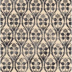 SURYA BAHIA WASHED PRINT RUG: BLACK