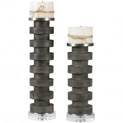UTTERMOST STAINED CONCRETE PILLAR CANDLE HOLDERS Accessories