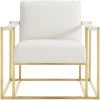 TOV STANFORD ARM CHAIR: IVORY ECO LEATHER, GOLD Living Room