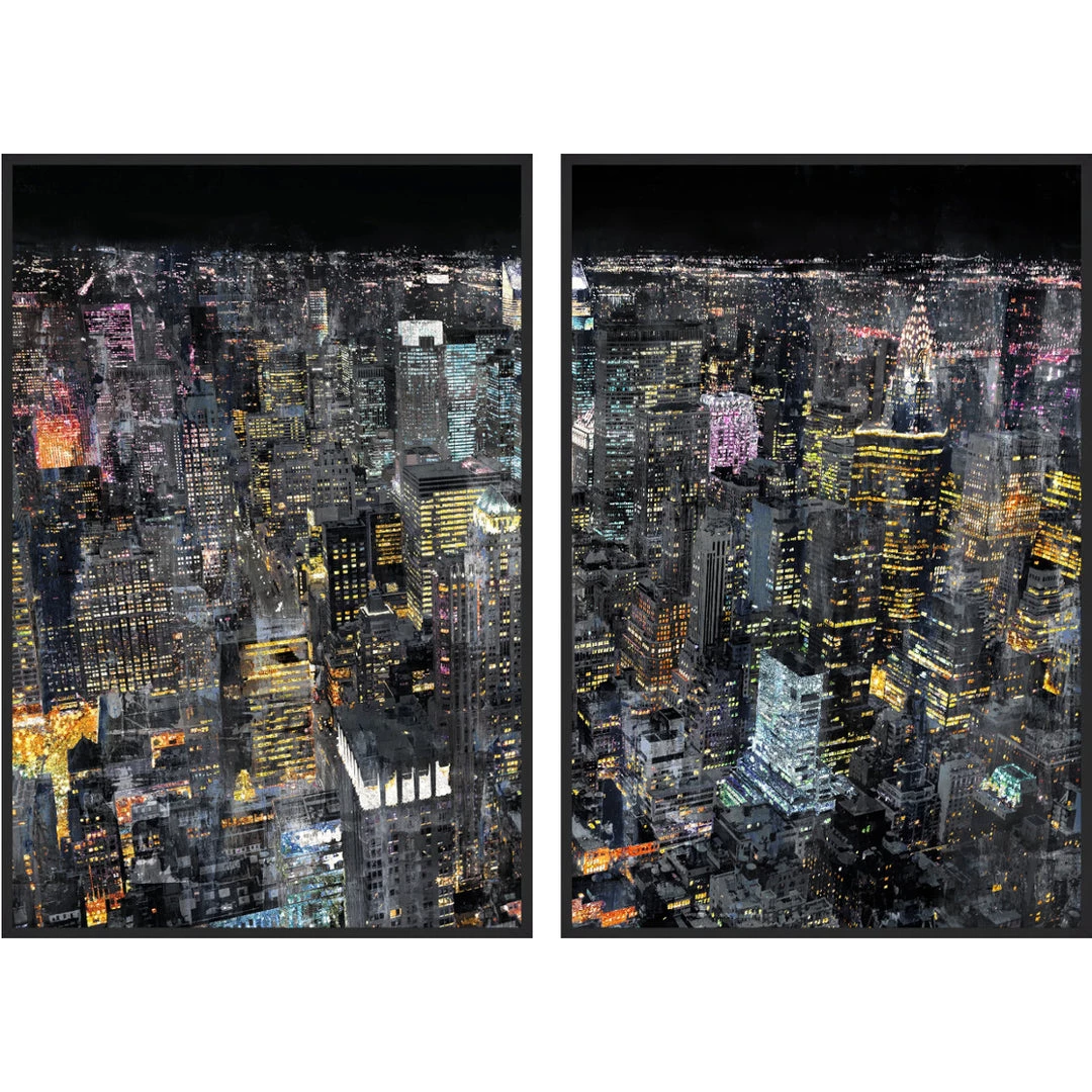 L ART "STARRY CITY I & II" GLASS FRAMED ART 1 L ART "STARRY CITY I & II" GLASS FRAMED ART