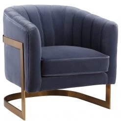MOES STEELY BLUE VELVET CLUB CHAIR Living Room