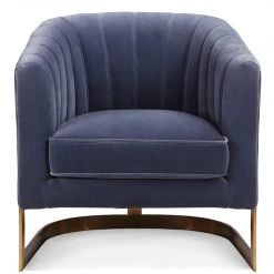 MOES STEELY BLUE VELVET CLUB CHAIR Living Room