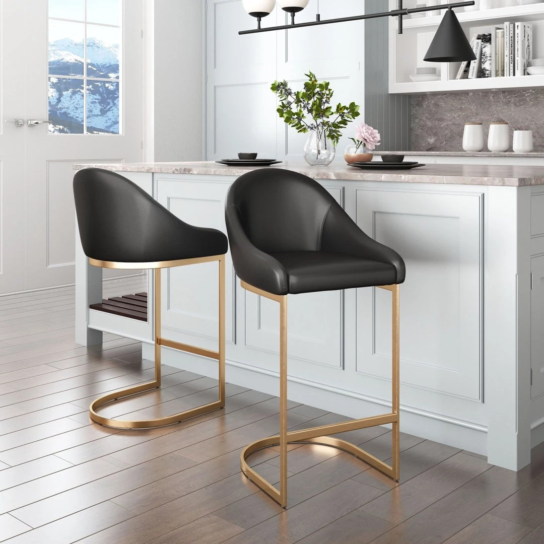 ZUO Furniture STEVIE BAR STOOL: BLACK LEATHERETTE 1 ZUO Furniture STEVIE BAR STOOL: BLACK LEATHERETTE