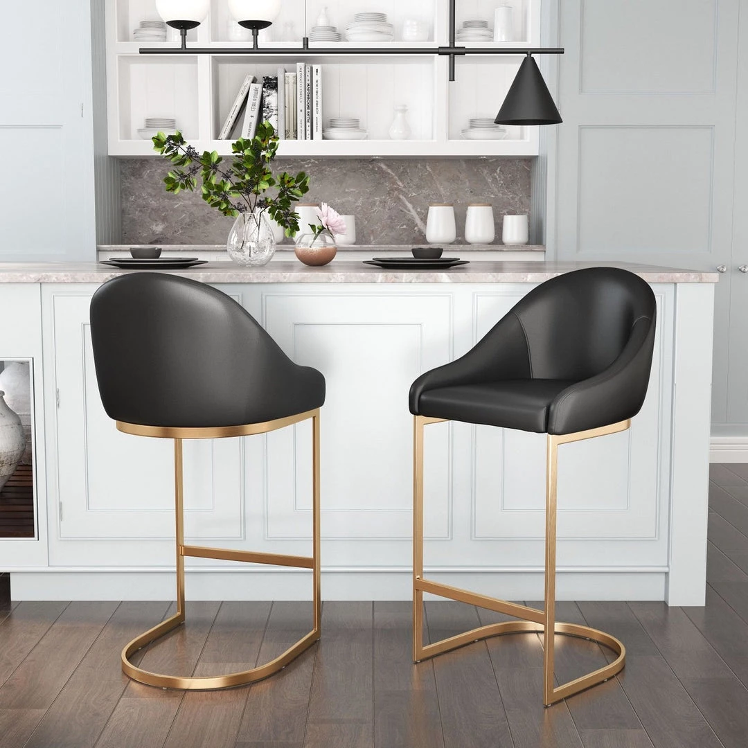 ZUO Furniture STEVIE BAR STOOL: BLACK LEATHERETTE 2 ZUO Furniture STEVIE BAR STOOL: BLACK LEATHERETTE