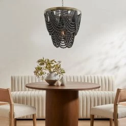 CYAN Lighting STRANDED BLACKENED WOOD BEADED PENDANT | LARGE