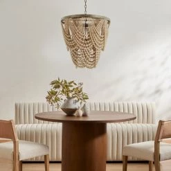 CYAN Lighting STRANDED WOOD BEADED PENDANT | LARGE