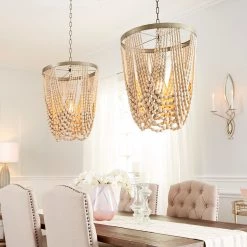 CYAN Lighting STRANDED WOOD BEADED PENDANT | SMALL