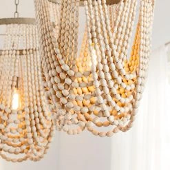 CYAN Lighting STRANDED WOOD BEADED PENDANT | SMALL