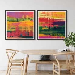 L ART "STRAWBERRY LEMONADE I" GLASS FRAMED ART