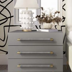 TOV STRIDE GREY LACQUER NIGHTSTAND Furniture