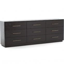 FOUR HANDS SUKI BURNISHED BLACK 9 DRAWER DRESSER
