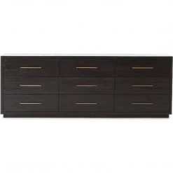 FOUR HANDS SUKI BURNISHED BLACK 9 DRAWER DRESSER