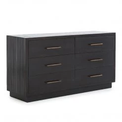 FOUR HANDS SUKI BURNISHED BLACK 6 DRAWER DRESSER