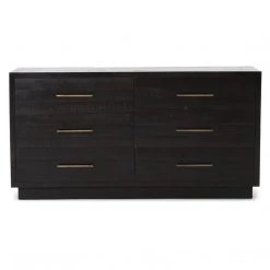FOUR HANDS SUKI BURNISHED BLACK 6 DRAWER DRESSER