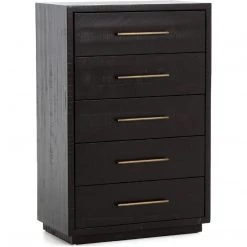 FOUR HANDS SUKI BURNISHED BLACK TALL BOY DRESSER Furniture